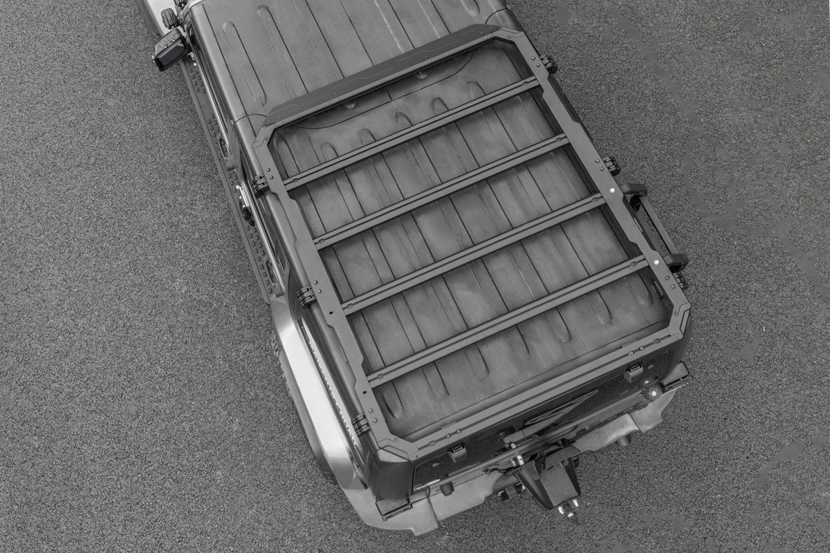 OMU Genesis Series Multifunctional Aluminum Roof Luggage Rack With Rear Window Side Ladder For Jeep Wrangler JK