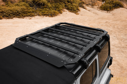 OMU Genesis Series Multifunctional Aluminum Roof Luggage Rack With Rear Window Side Ladder For Jeep Wrangler JL