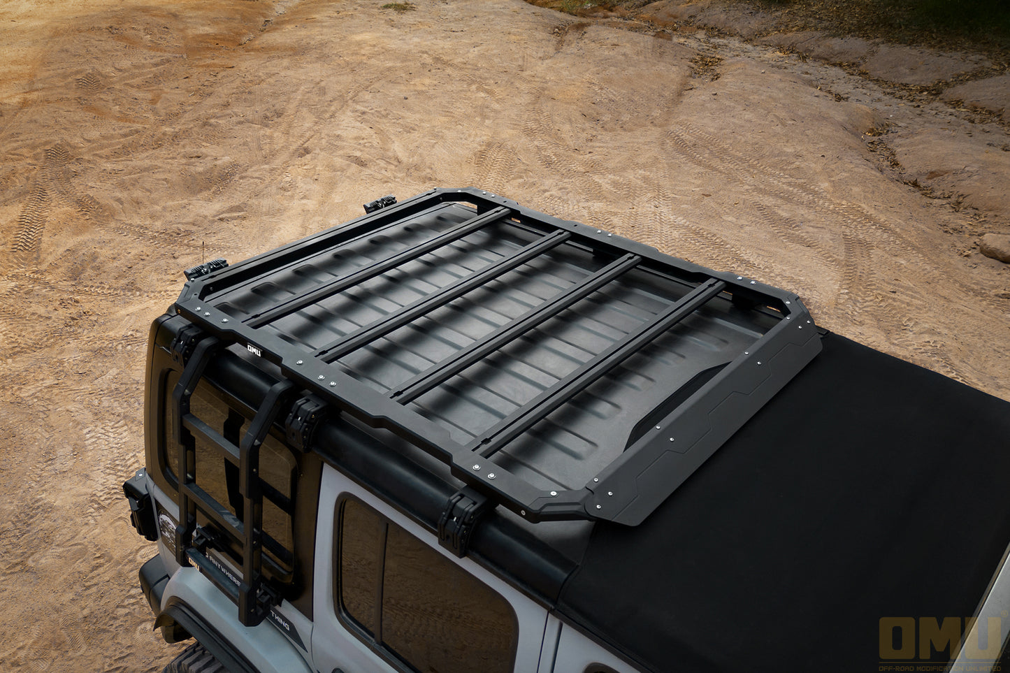 OMU Genesis Series Multifunctional Aluminum Roof Luggage Rack With Rear Window Side Ladder For Jeep Wrangler JL