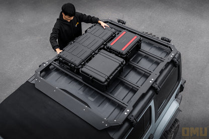OMU Genesis Series Multifunctional Aluminum Roof Luggage Rack With Rear Window Side Ladder For Jeep Wrangler JL