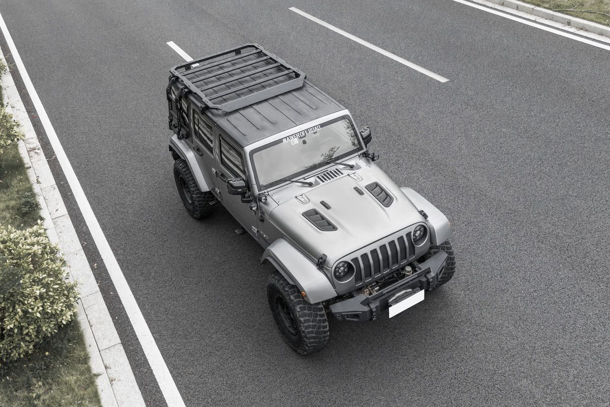 OMU Genesis Series Multifunctional Aluminum Roof Luggage Rack With Rear Window Side Ladder For Jeep Wrangler JK