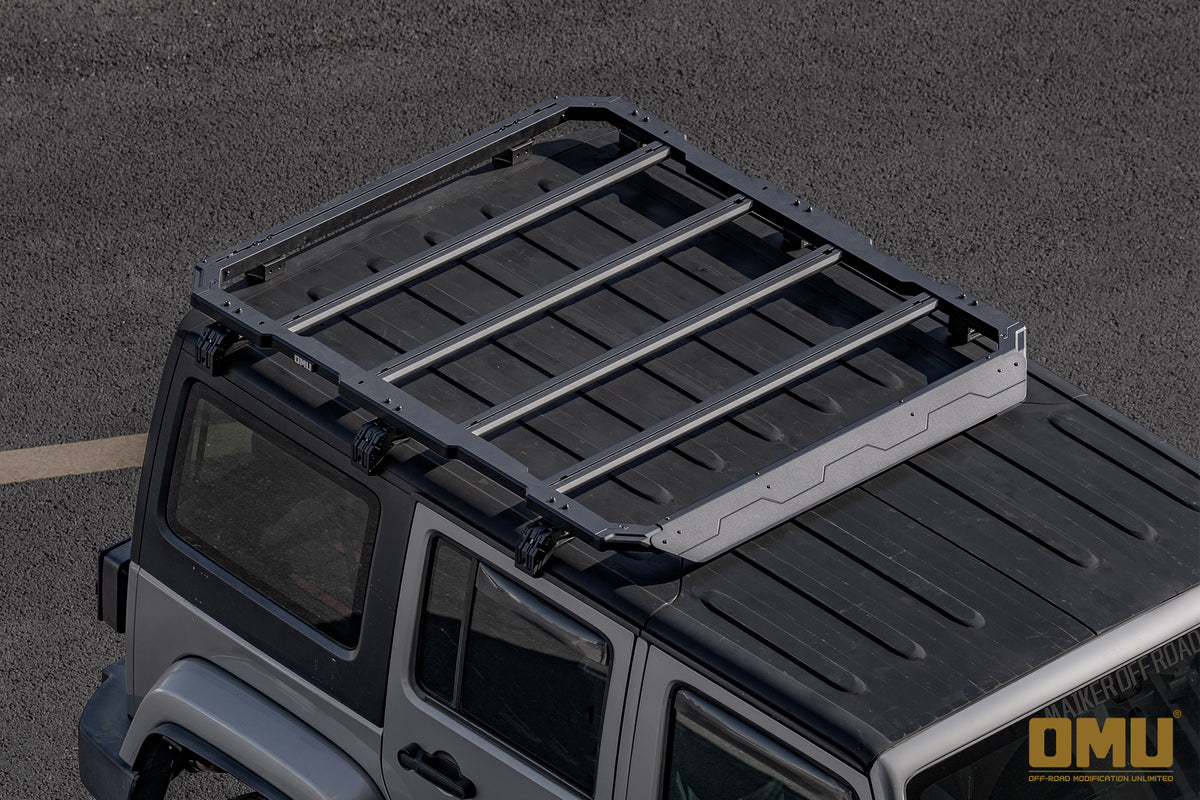 OMU Genesis Series Multifunctional Aluminum Roof Luggage Rack With Rear Window Side Ladder For Jeep Wrangler JK
