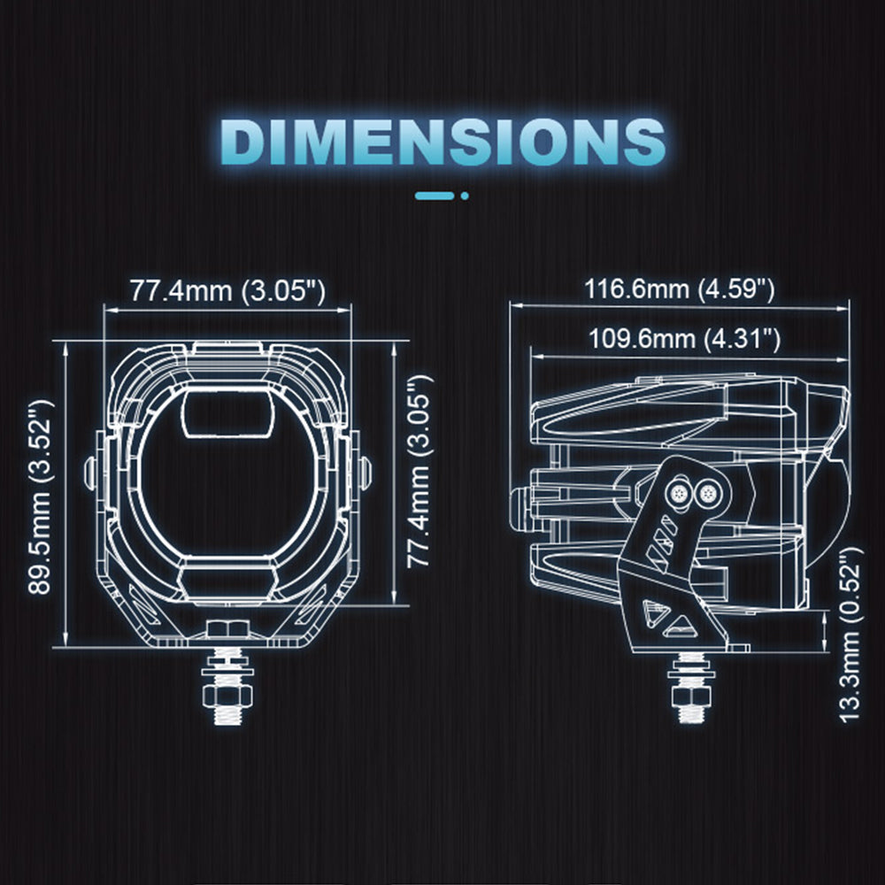 OMU Genesis Series Aluminum High Low Beam Switchable A-Pillar Spotlight For Vehicle Jeep Ford Etc