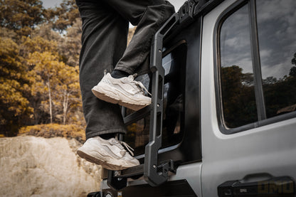 OMU Genesis Series Multifunctional Aluminum Roof Luggage Rack With Rear Window Side Ladder For Jeep Wrangler JL