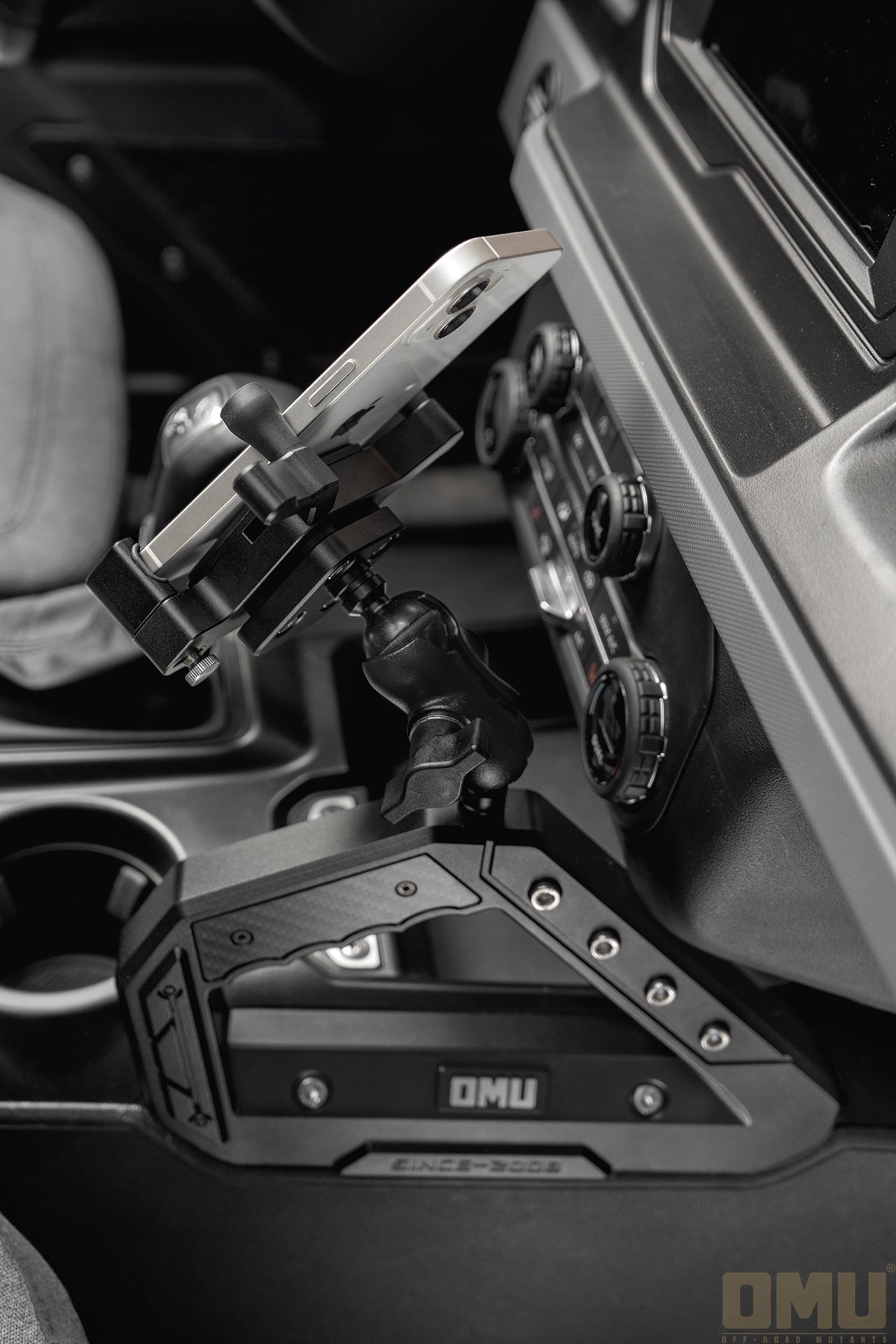 OMU Genesis Series Aluminum Center Console Grab Handle With Phone Holder For Ford Bronco