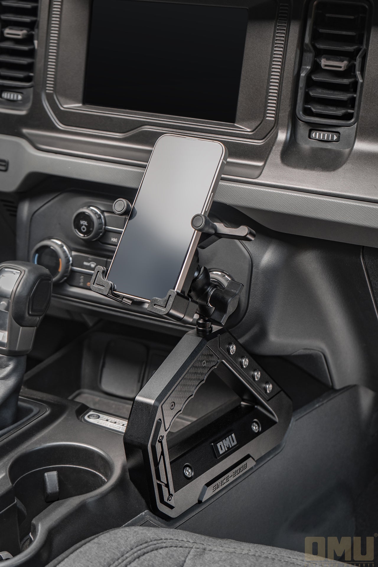 OMU Genesis Series Aluminum Center Console Grab Handle With Phone Holder For Ford Bronco