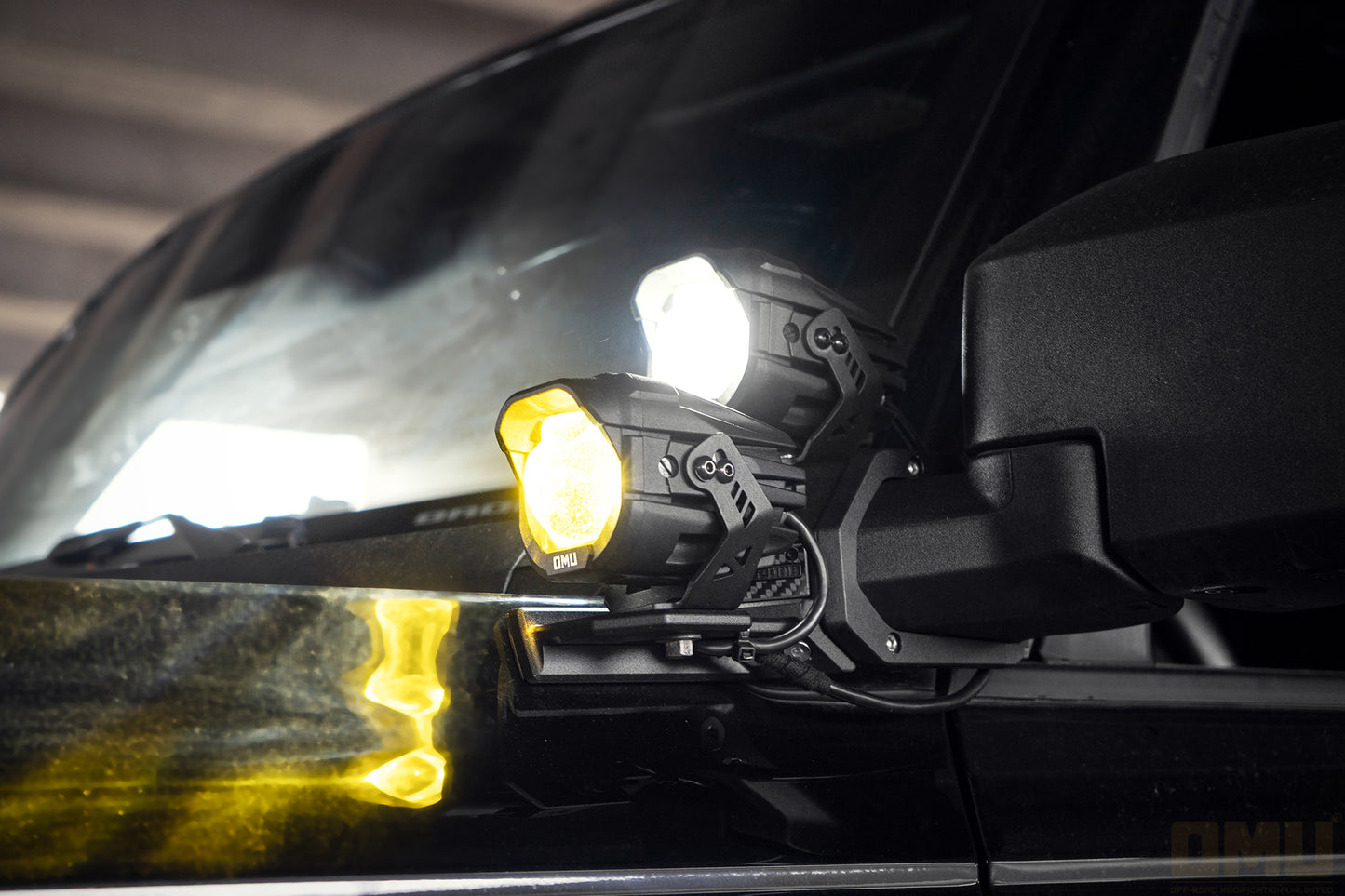 OMU Genesis Series Aluminum High Low Beam Switchable A-Pillar Spotlight For Vehicle Jeep Ford Etc